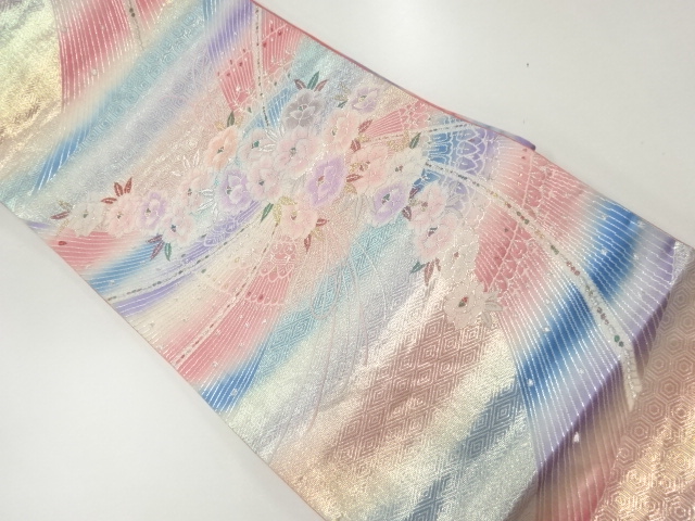 草花模様織出し袋帯